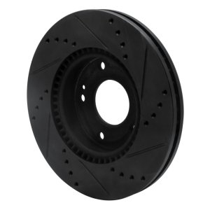 Hyundai Tucson Brake Rotor (1) - Front Left - R1 Concepts - Drilled & Slotted - Black - `03-`13